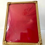 Vintage gold colored metal picture frame 24.5 cm x 18 cm convex glass