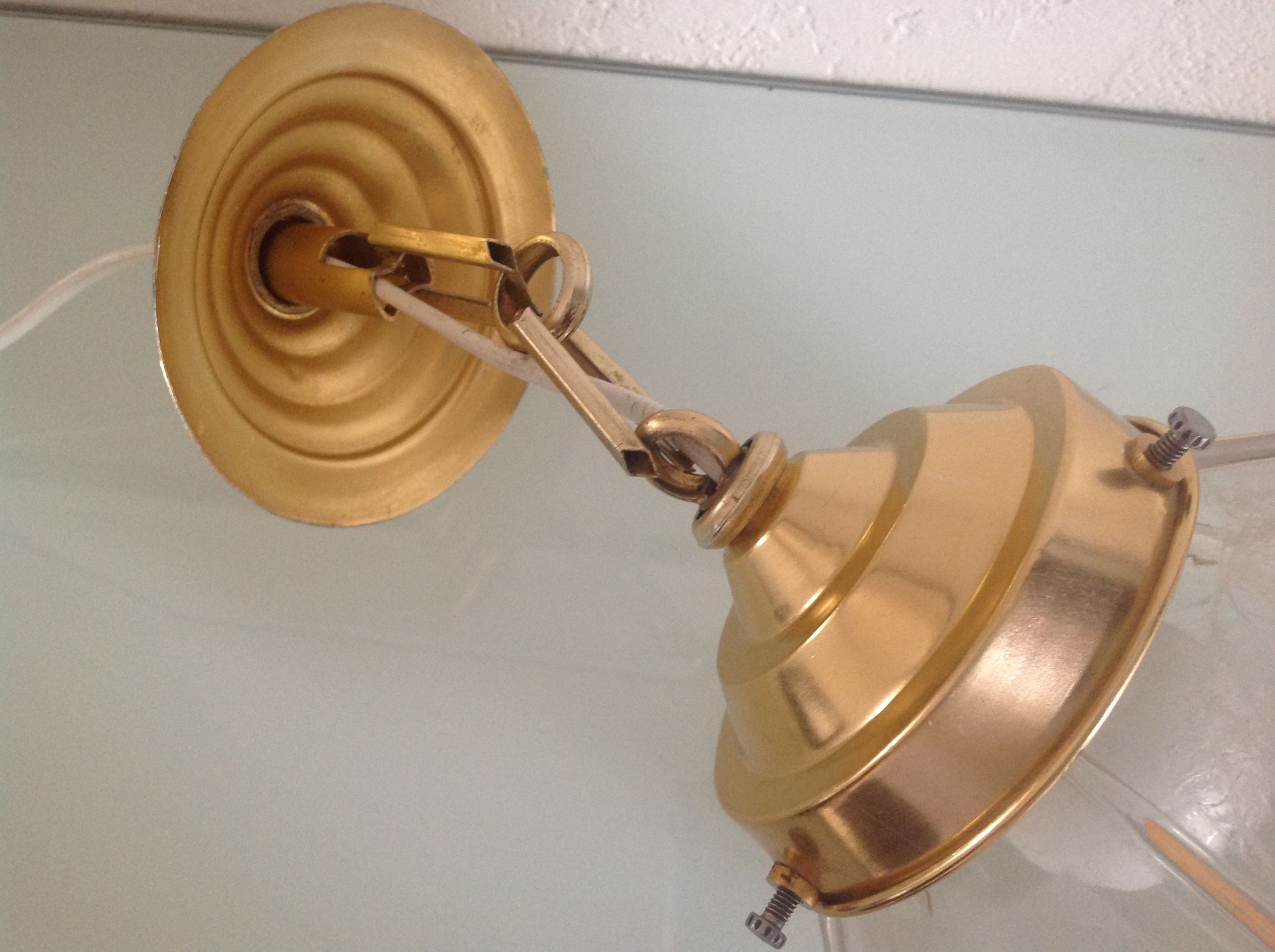 Lantern pendant four sides frosted glass and gold metal art deco / art nouveau