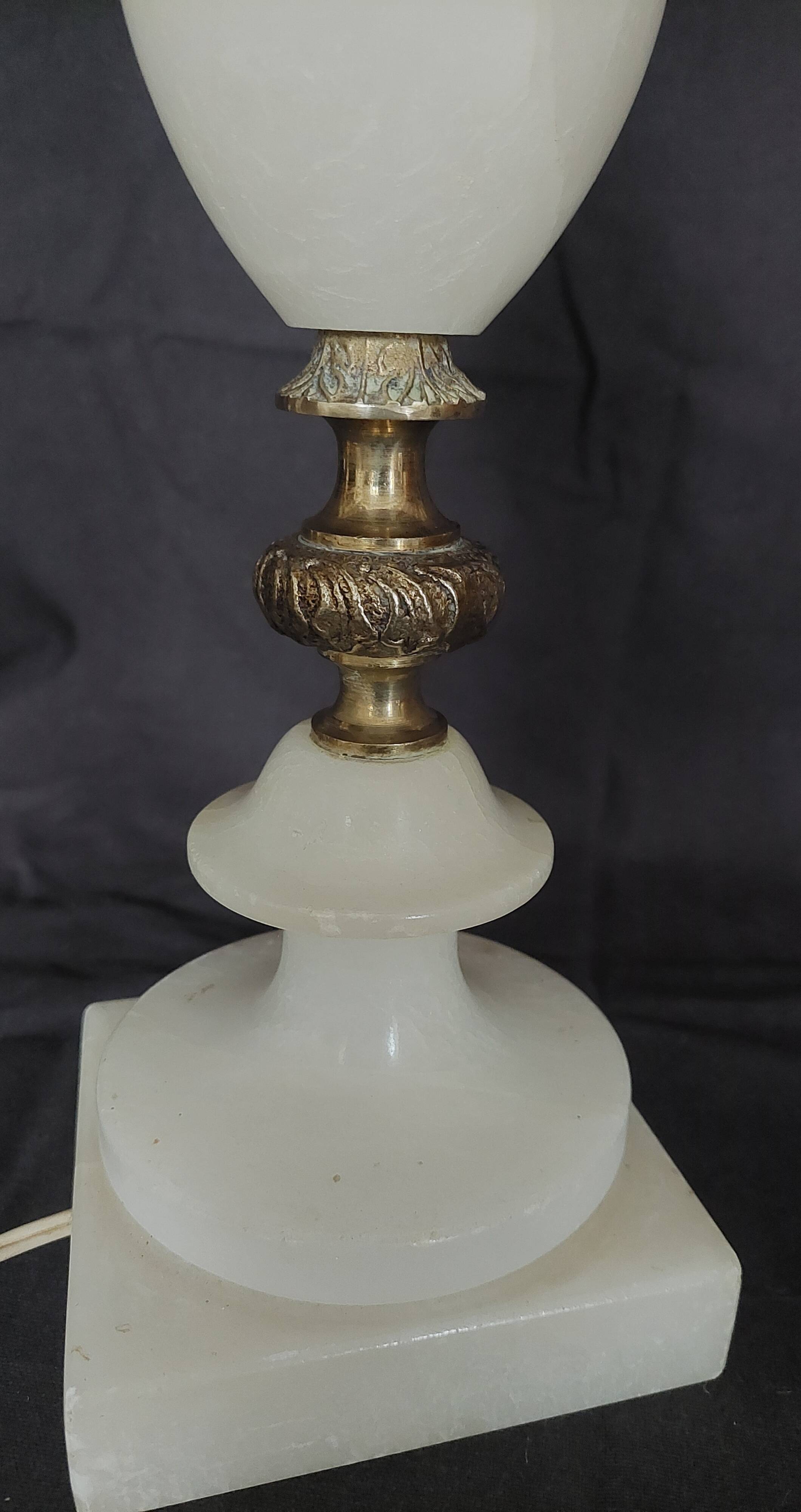 20th century alabaster and bronze base desk lamp