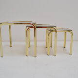 Retro Brass Nesting Tables,circa 1990's.