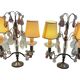 pair of chandeliers, lamp, silver-plated metal, crystal, tassels, florets, pendant, rosettes