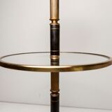 Ashtray on feet 60s gold, glass and leather