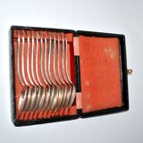 Lot of 12 silver-plated dessert spoons apollo rocaille model.