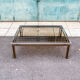 Coffee table in steel and brass, with decorations in colored plexiglas Italy 70s