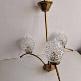 3 branch chandelier with glass globes from the 60s