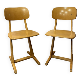 Paire de chaise Casala vintage, dossier en bois clair