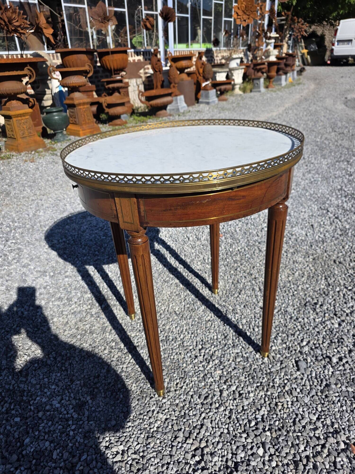 Louis XVI style bouillotte table in mahogany