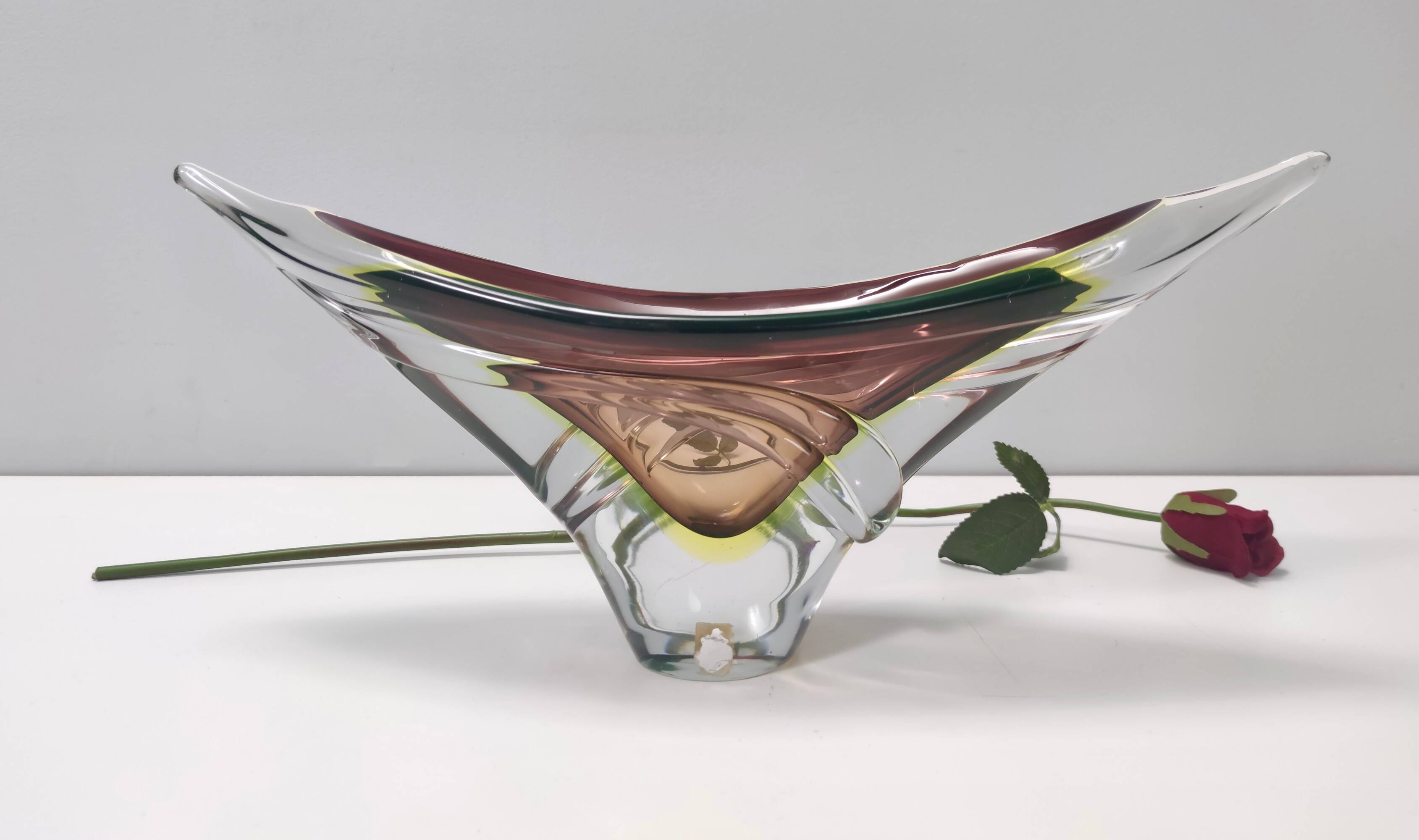 Brown Sommerso Glass Bowl or Centerpiece by Seguso, Italy