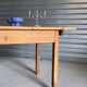 Old wooden table, farmhouse style, dining table.