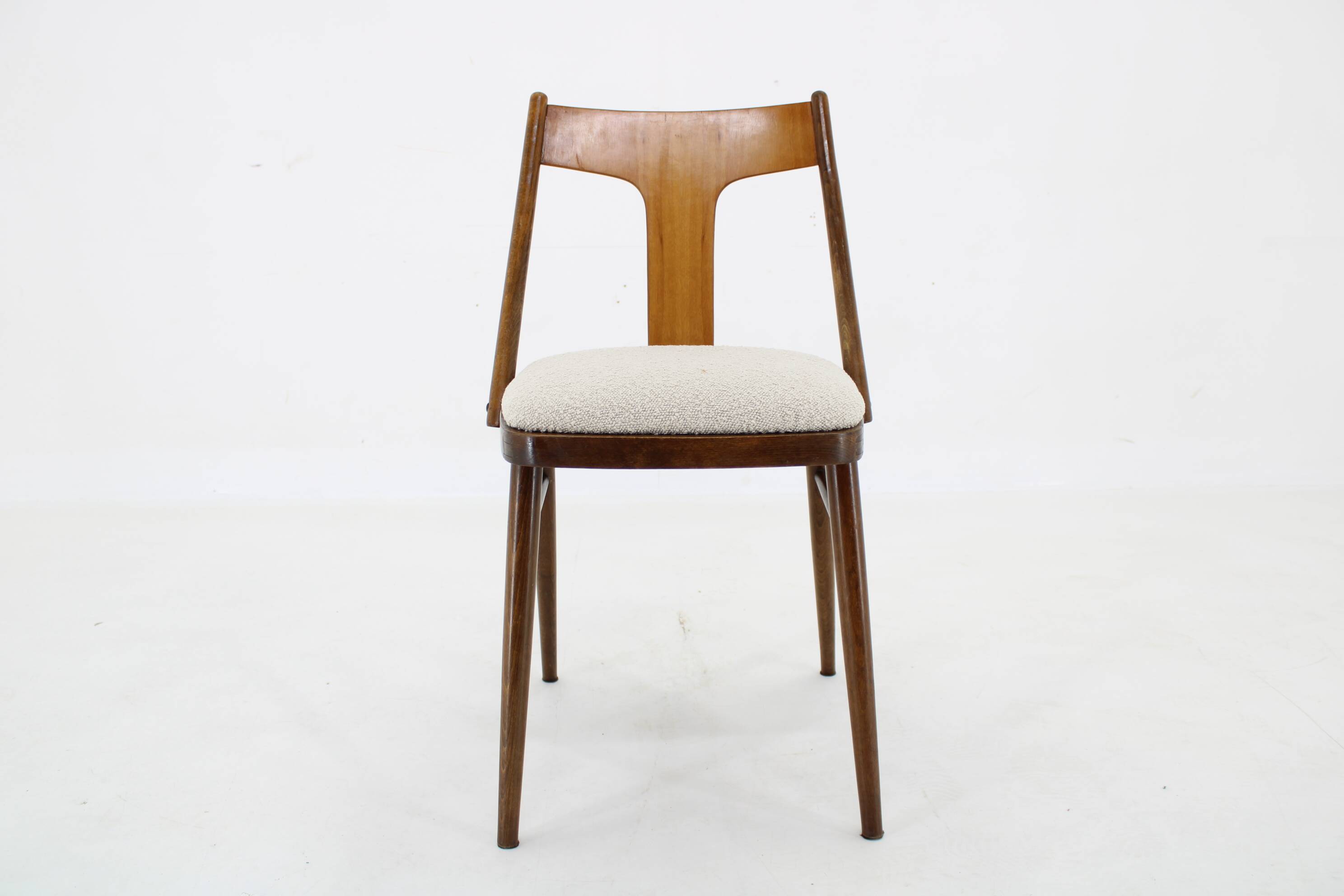 1950s Set of 4 Dining Chairs in Walnut Finish, Czechoslovakia