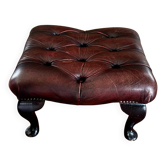 Vintage 1970s Chesterfield red leather footrest