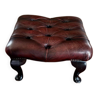 Vintage 1970s Chesterfield red leather footrest