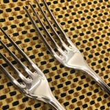 Pair of Christofle silver-plated forks, Pompadour model