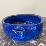 Plat en grès émaillé bleu