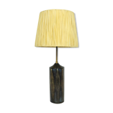 Danish ceramic lamp, raffia lampshade, 50/60