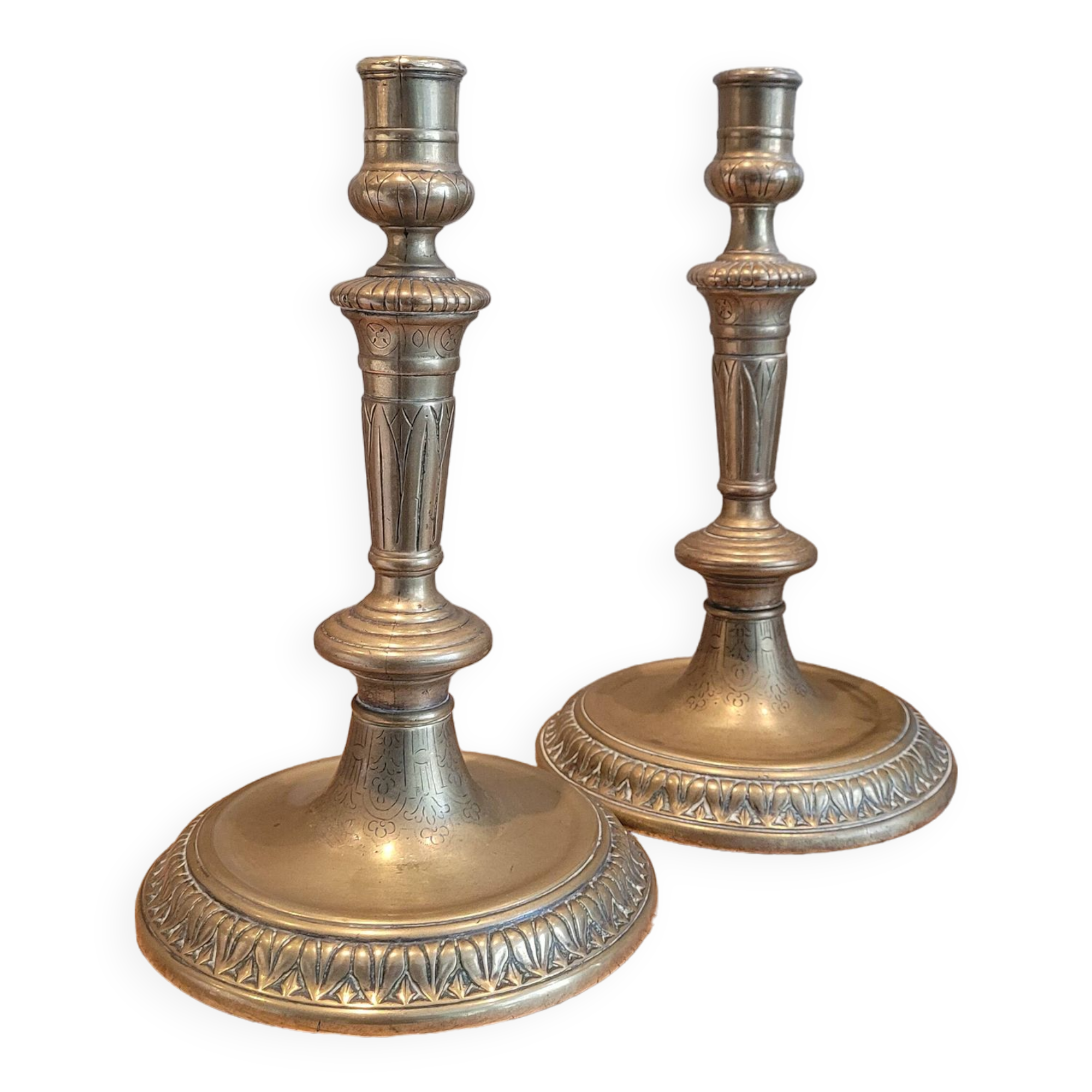 pair of brass candle holders 15