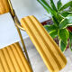 Vintage folding chair LAFUMA gold striped yellow fabric