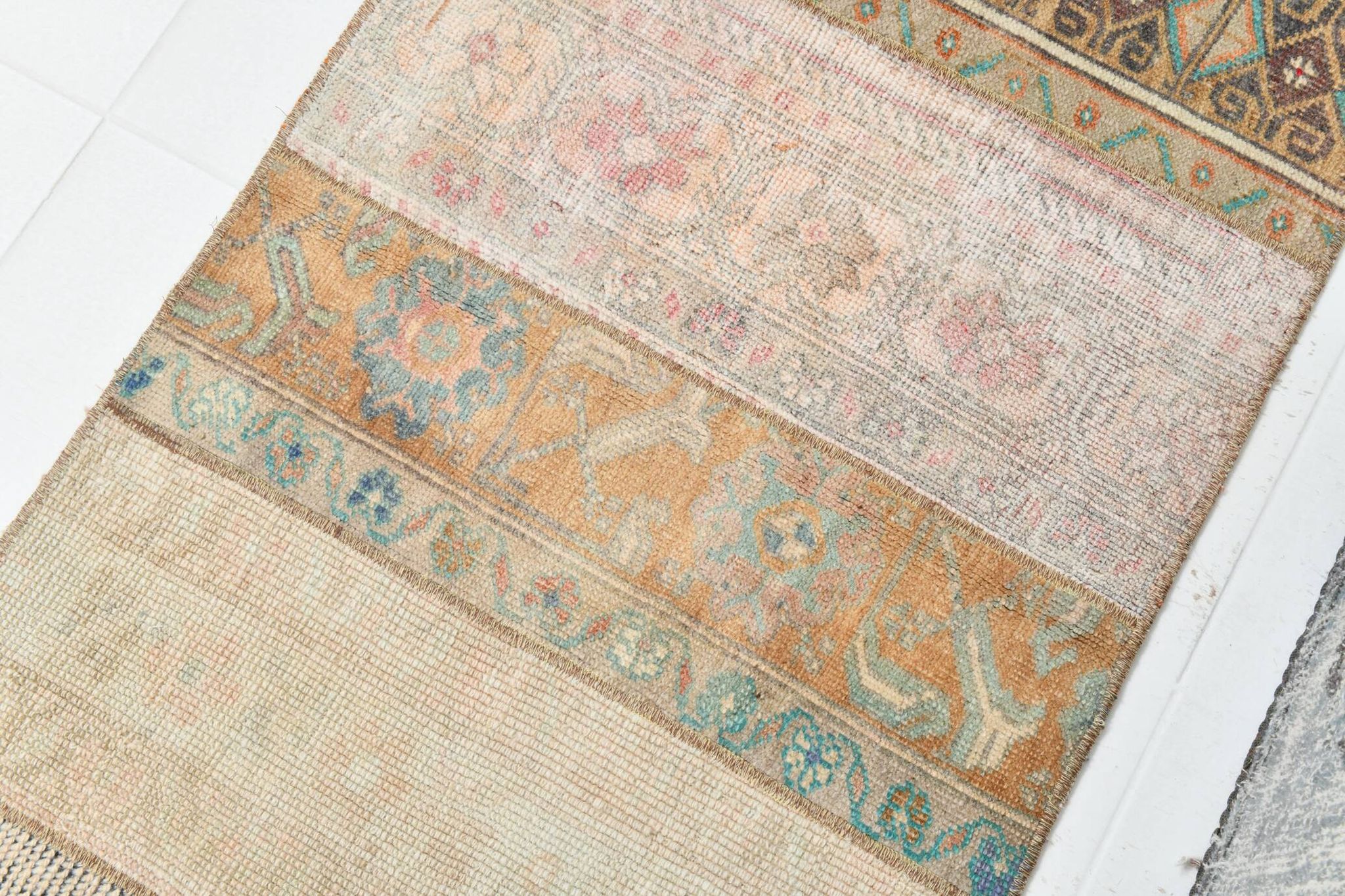 Vintage Brown Beige Turkish Vintage Runner Rug, 67x254Cm