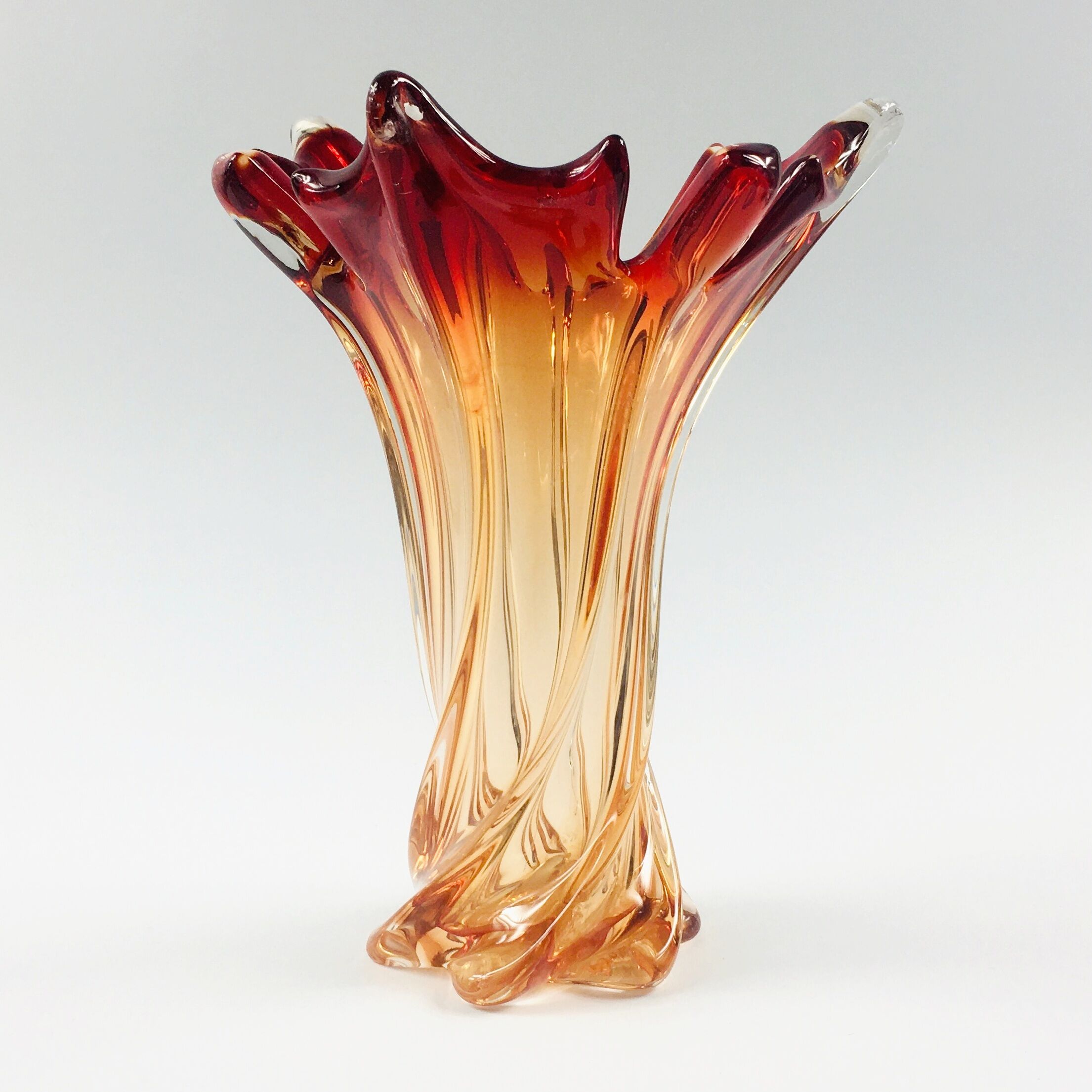 Large Twisted Murano Glass Vase, Italy, 1960s