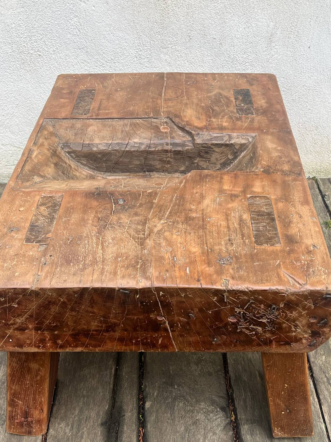 Brutalist coffee table made of solid wood