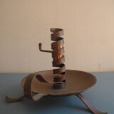 old pig tail rat cave copper candle holder