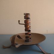 ancien bougeoir queue cochon rat cave cuivre old candle holder candlestick