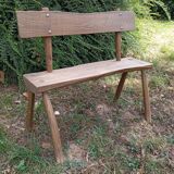 Small brutalist children's bench in elm and oak