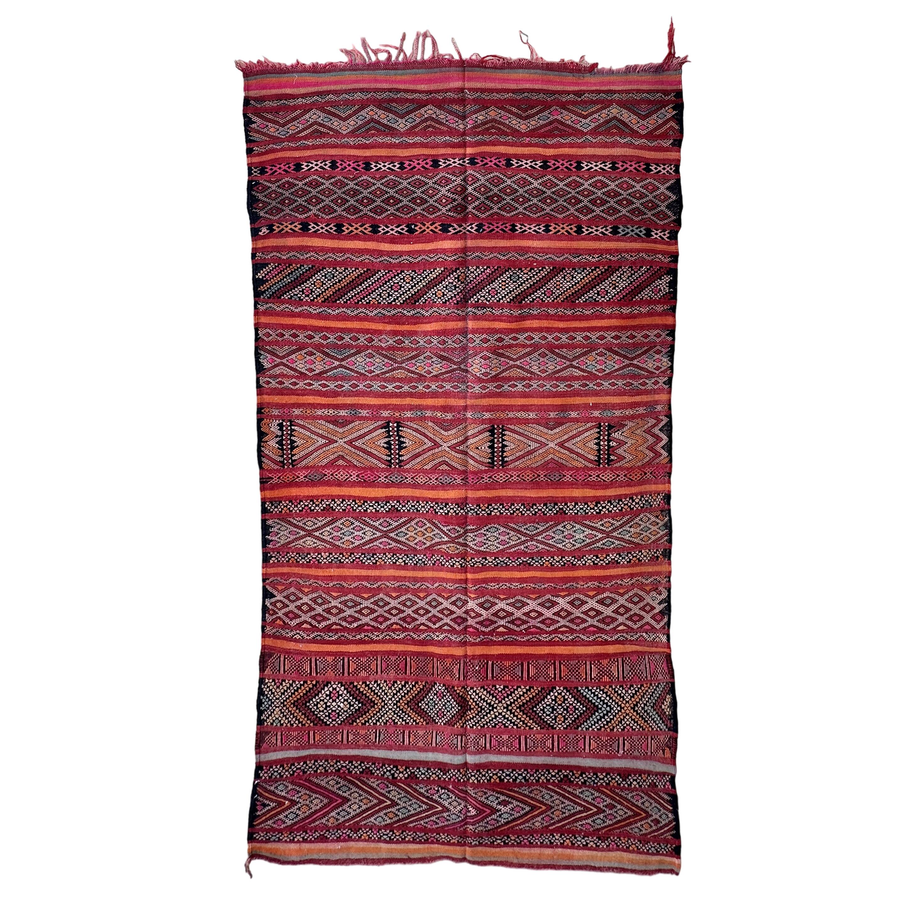 Moroccan Kilim Zemmour rug red - 150 x 285 cm