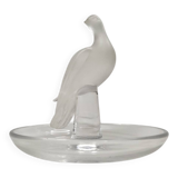 Lalique France – Satin-finished crystal dish with bird, vintage model