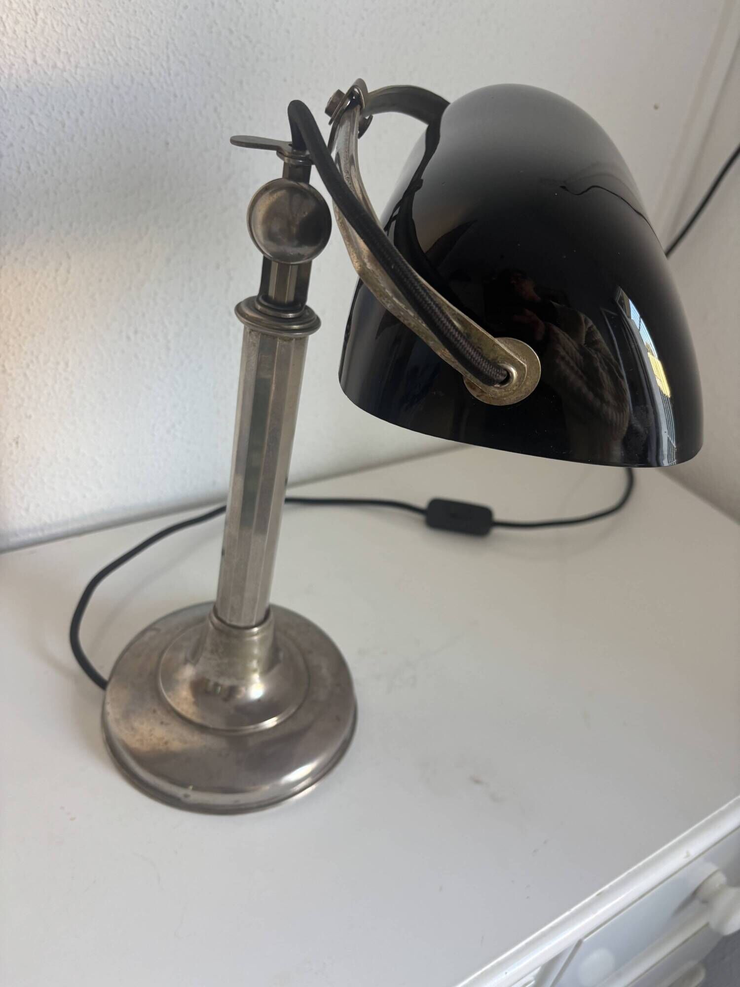 Vintage 1930 Pirouett Art Deco black opaline lamp - 45 cm