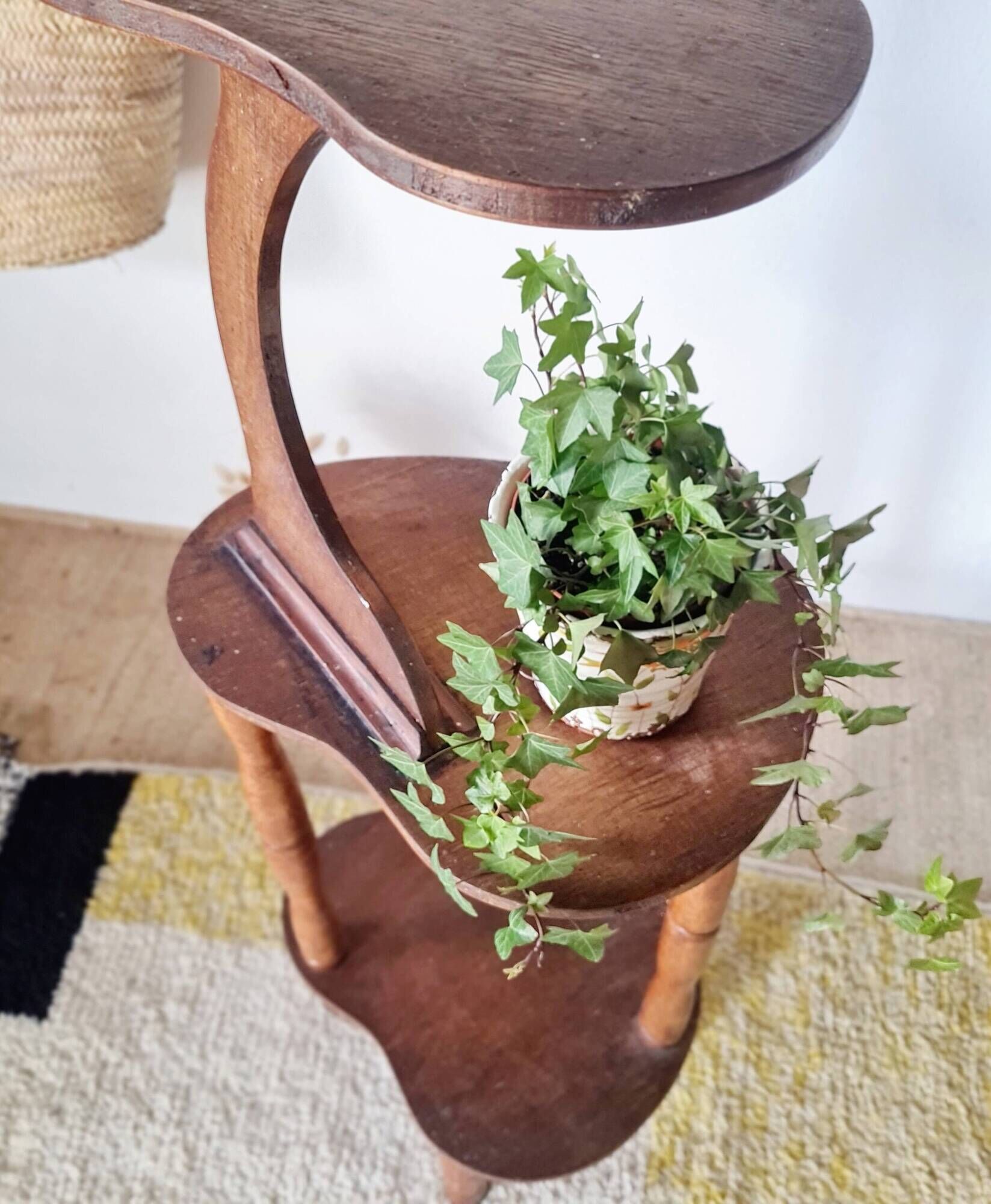 Antique wooden stand - antique wooden plant holder