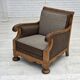 1950s, Danish armchair, furniture wool, solid carved oak wood.