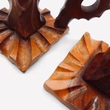 Two wooden candle holders