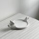 White porcelain cheese dish with handle and cow's head