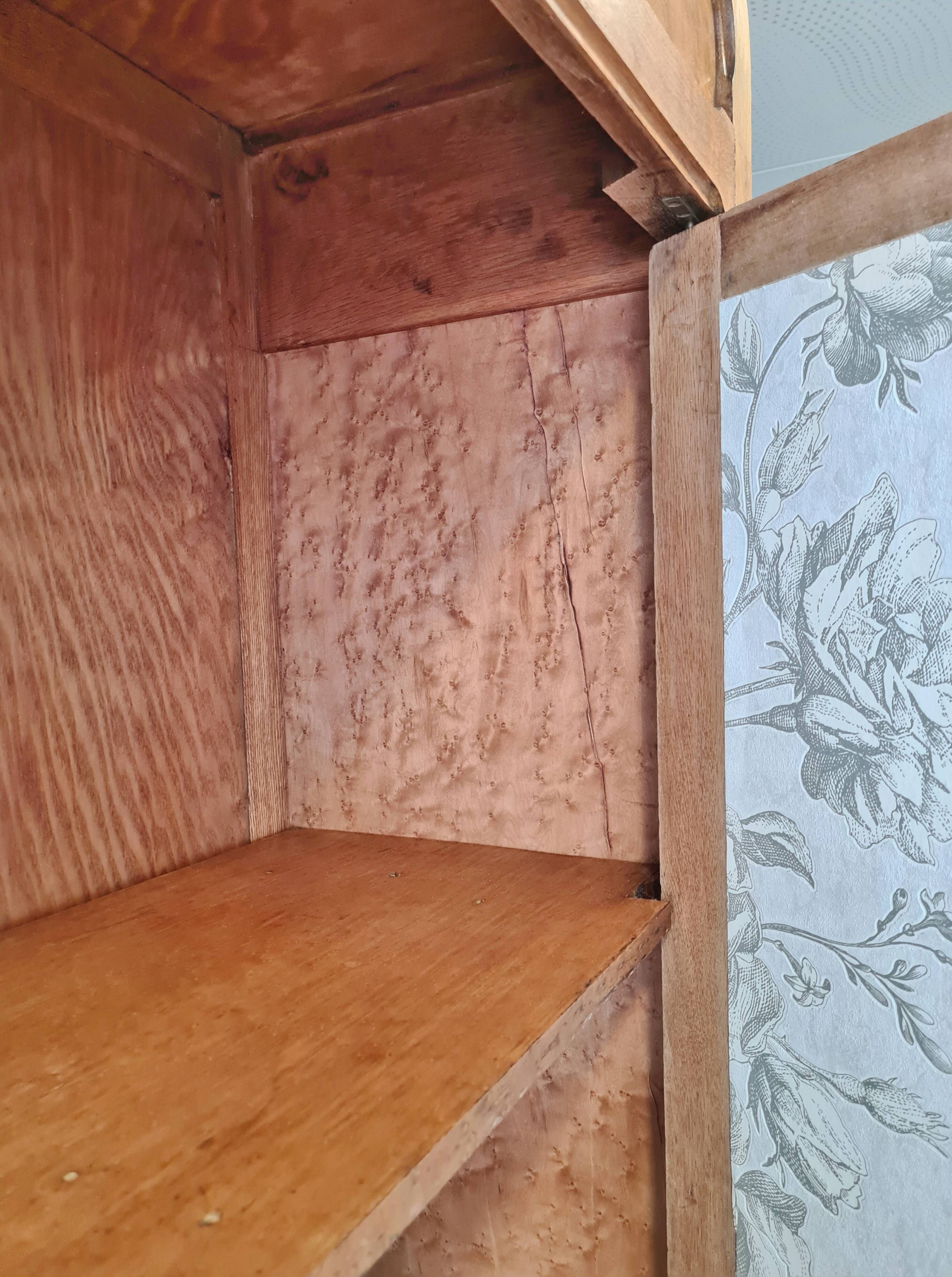 Renovated old oak cabinet, walnut magnifying glass and canning