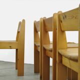 4 chaises en pin de style brutaliste, Ate van APELDOORN, années 1970