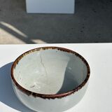 Small white glazed ceramic bowl black edges