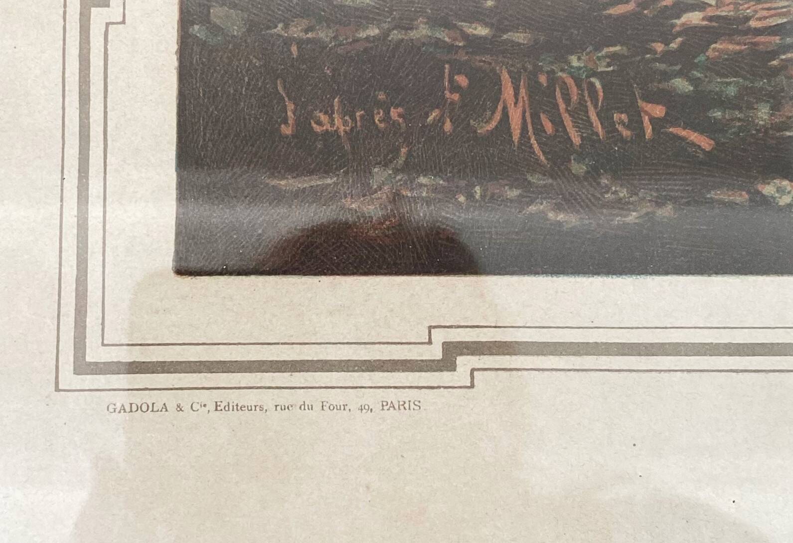Lithographie de l'Angelus d'après le tableau de Millet