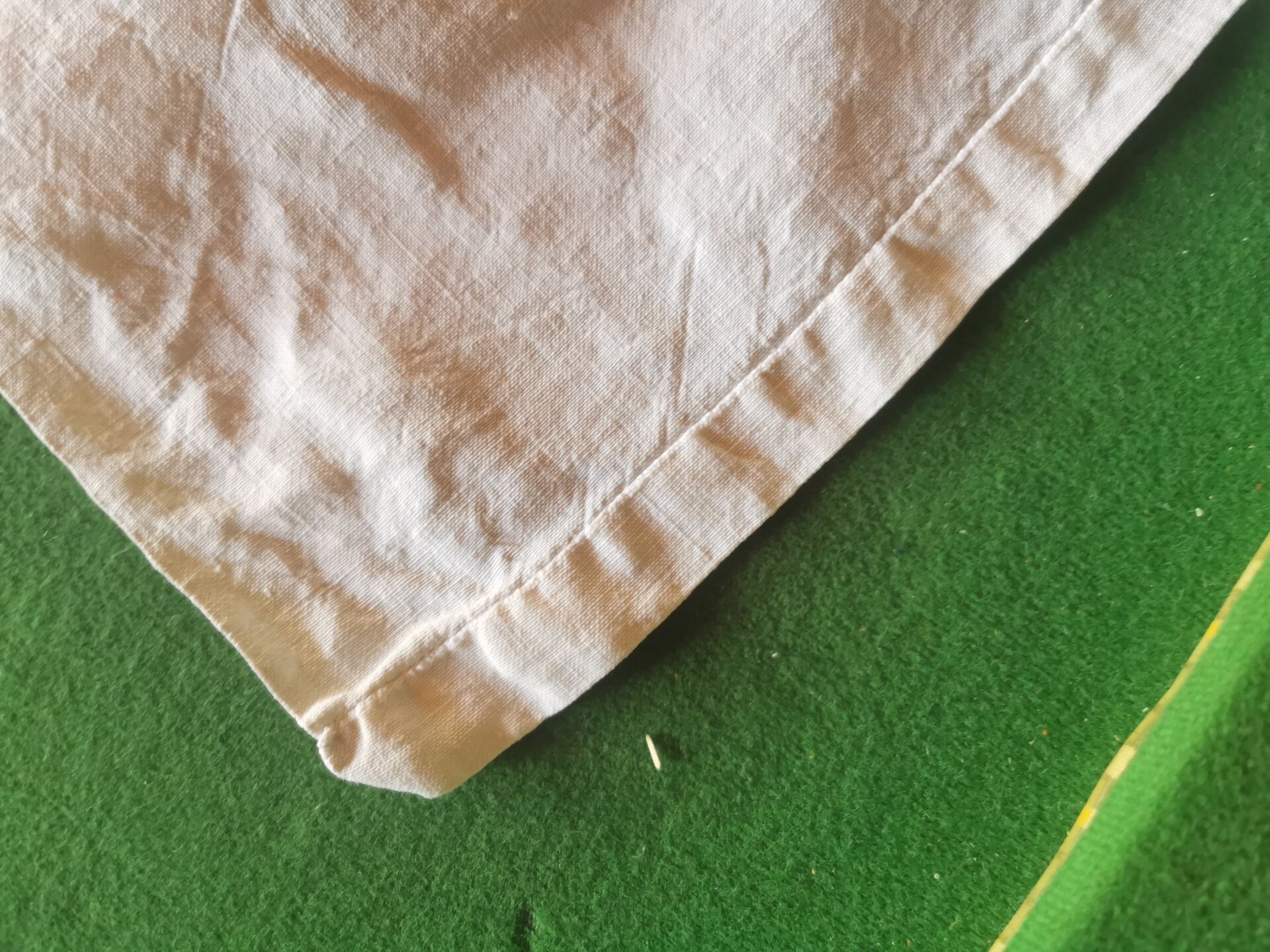 Drap ancien en lin monogrammé 3,40x2,20 m