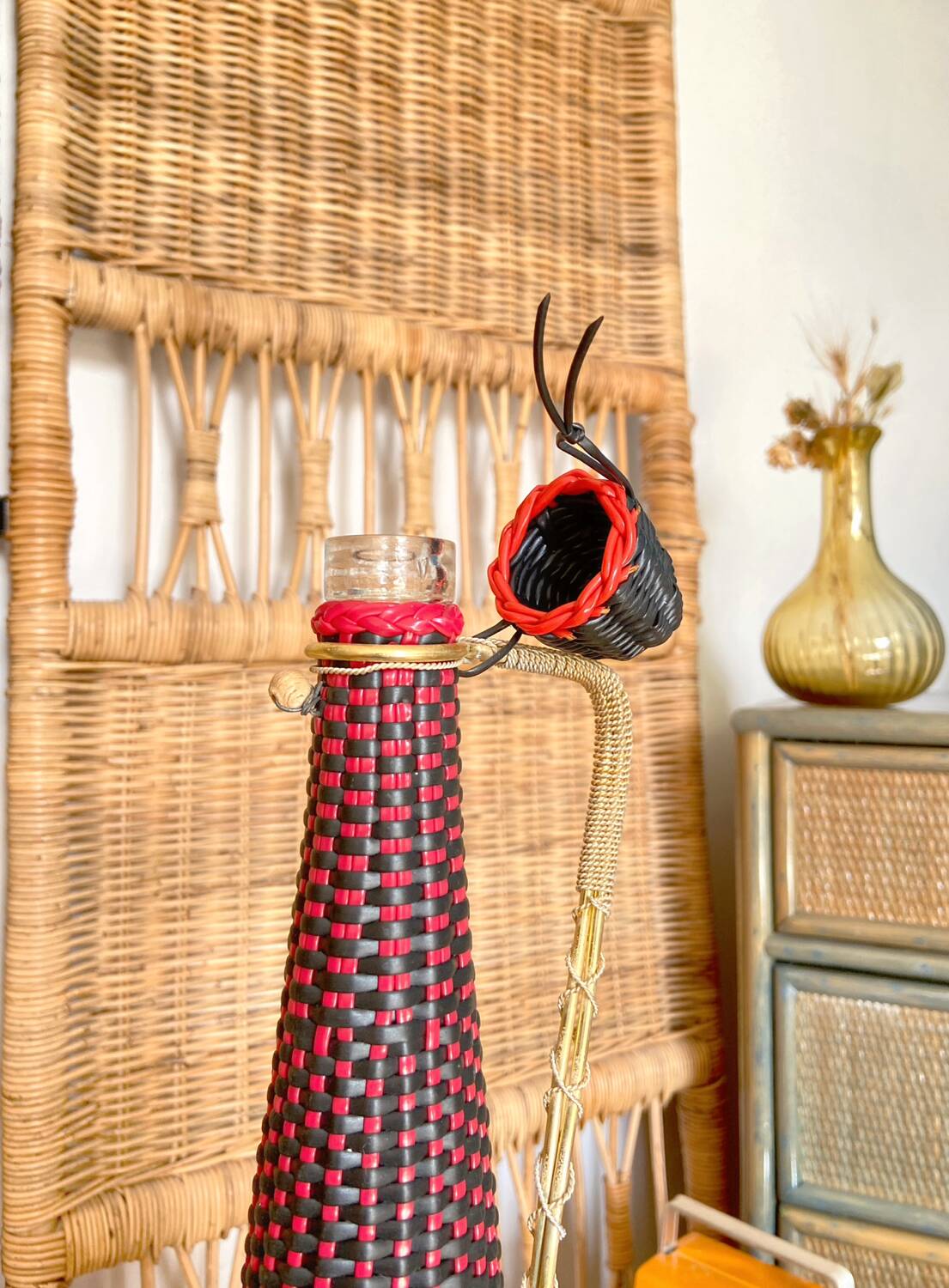 Large vintage scoubidou bottle