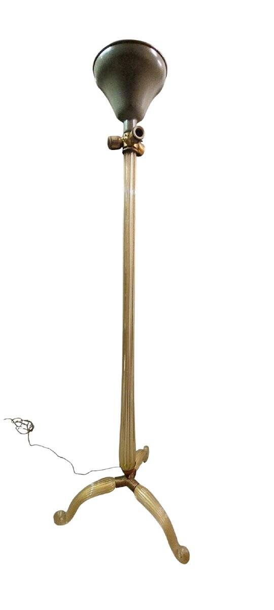 Barovier & Toso tripod floor lamp in gilded Murano glass 1930/40