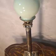 lampe bronze colonne corinthienne opaline verte superbe 52x13 cm