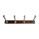 Wall rack "Art Deco" in cast aluminum and wood, 3 hooks, 54 cm