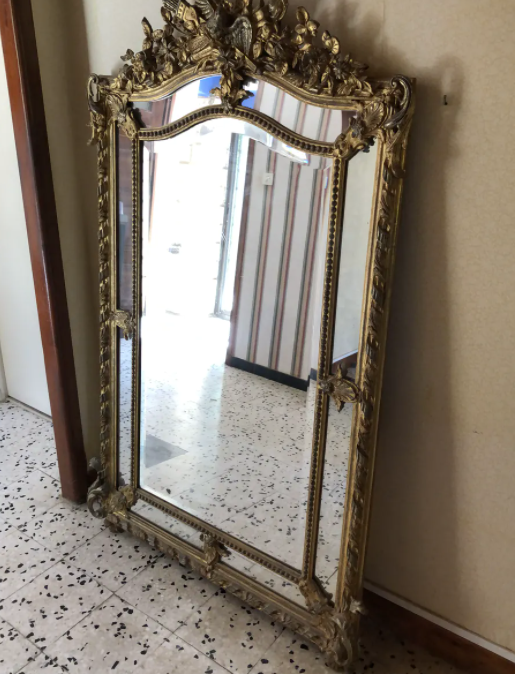 Bevelled golden mirror 170 x 105 cm