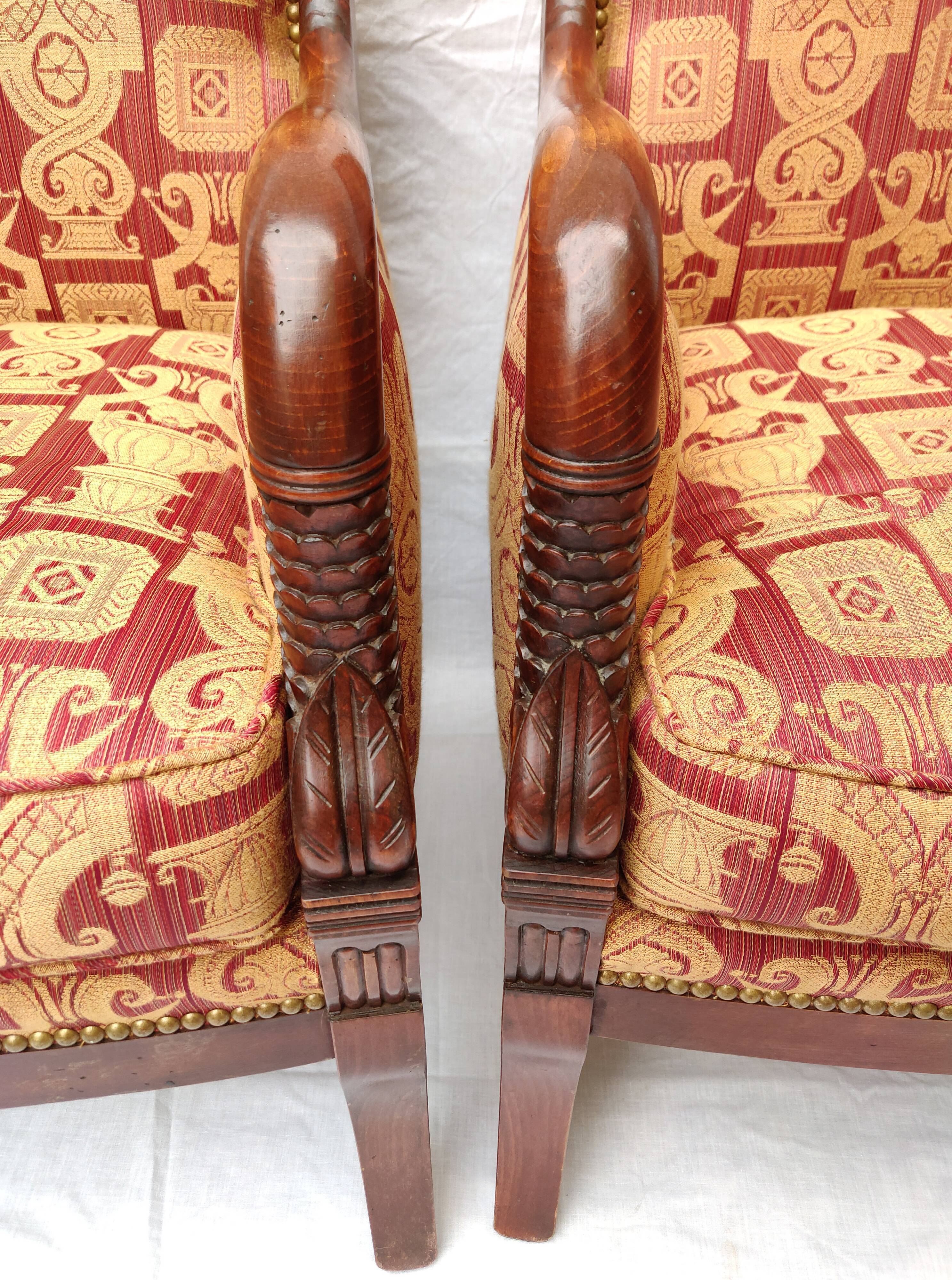 Pair of Empire mahogany armchairs