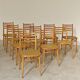 Lot de 10 chaises ton bystrice bois et cannage 1960