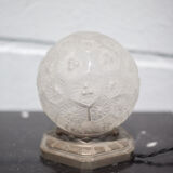 Charles Ranc art deco lamp, bedside lamp, nickel-plated bronze and glass globe