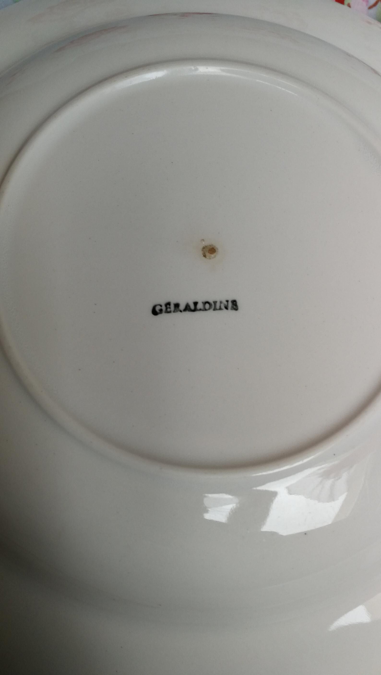 4 old hollow plates, model "Geraldine" red and green flowers