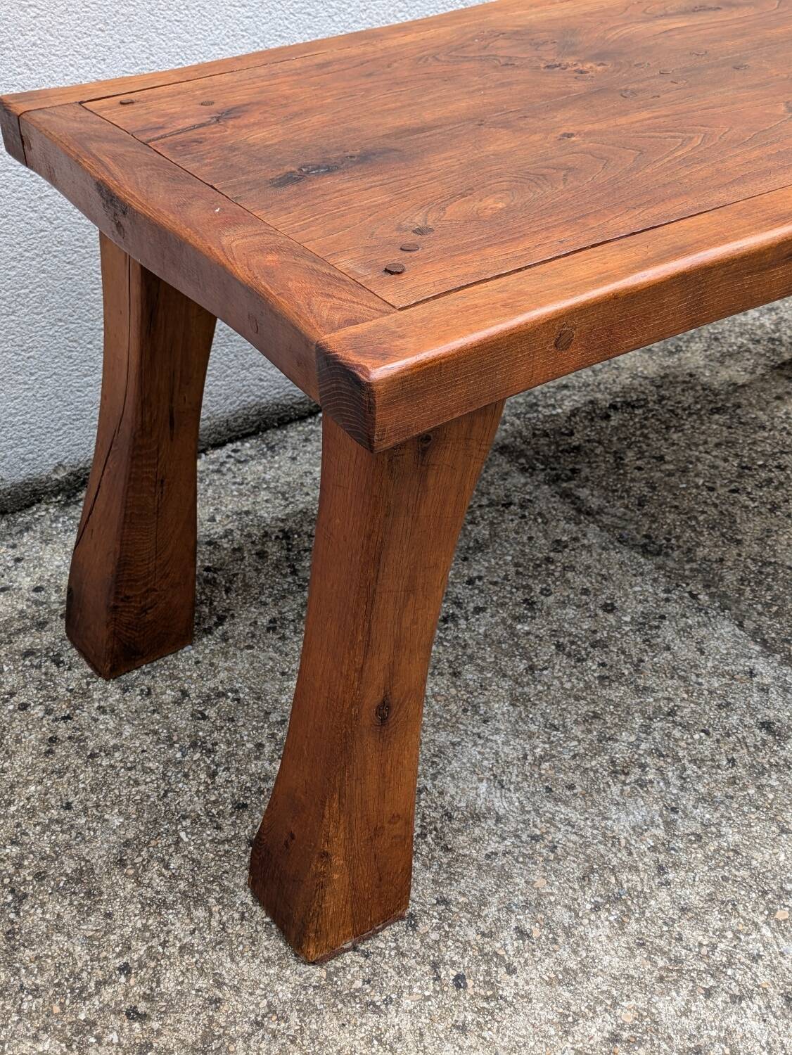Brutalist solid wood coffee table, vintage