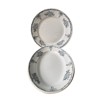 Lot de deux plats anciens 1900 Terre de Fer St Amand numérotés